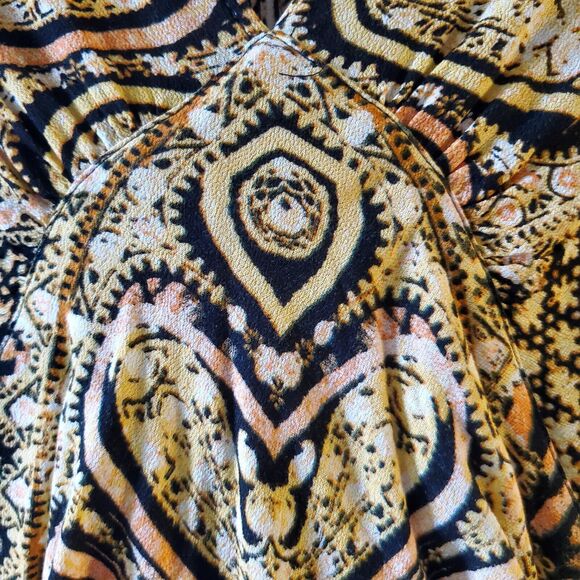 Free People Cropped V Neck Boho Top Size S Tribal Tropical Festival Long Sleeve - Picture 4 of 13